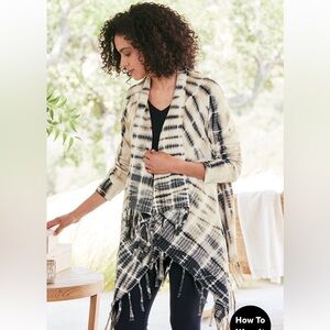 Soft Surroundings Mystic Sands Tie-dye Open Front Cardigan Bohemian Sz Large